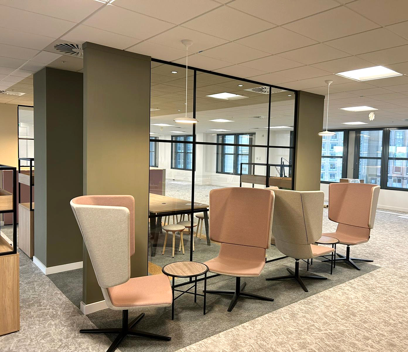 MEP Fitout Office Space Hammersmith, Office Pods & Seating