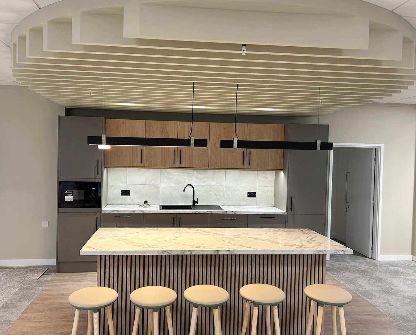 MEP Fitout Office Space Hammersmith, Luxury Kitchen for Office Space.